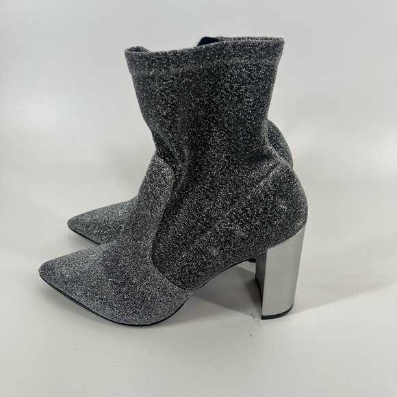 Chinese Laundry Raine Silver Metallic Mid-Calf Sock Boots Sparkly Booties 7.5 - Picture 4 of 9